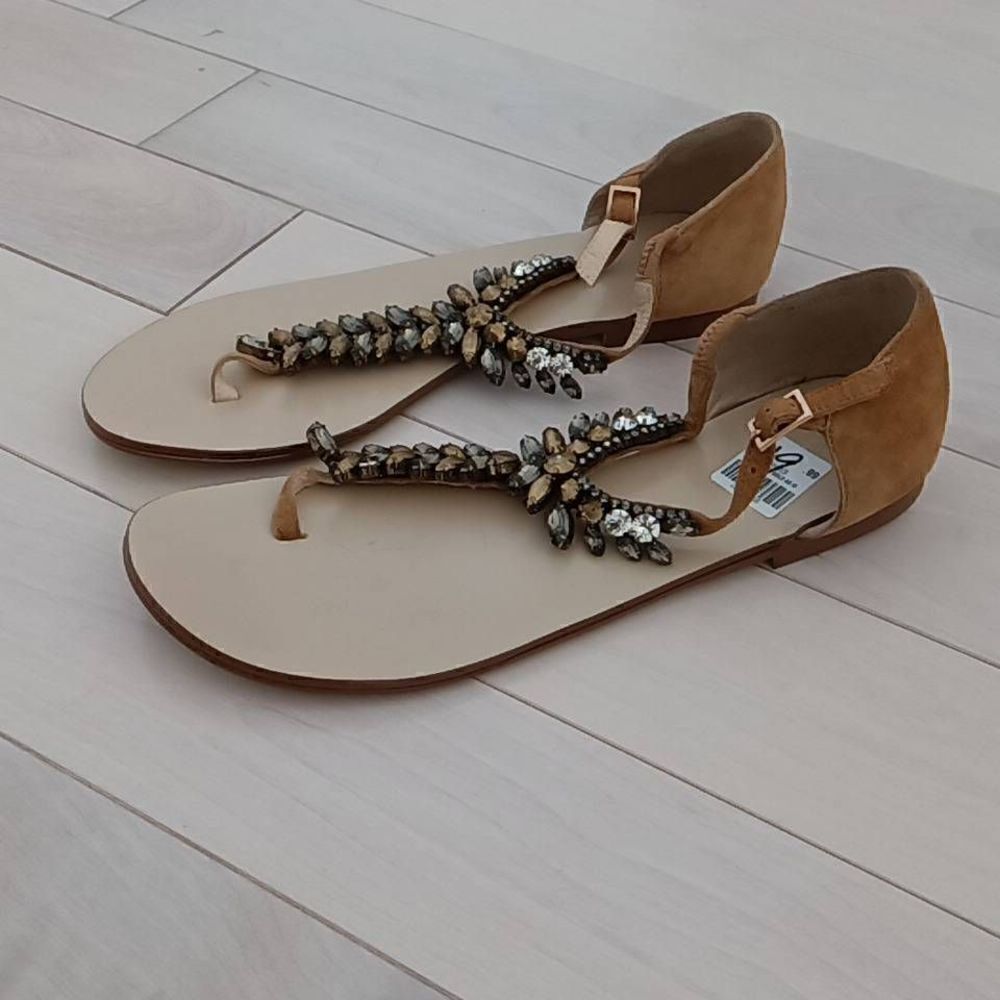 Chinese Laundry Women's Rhinestone-Embellished Slingback Sandals Brown Size 8